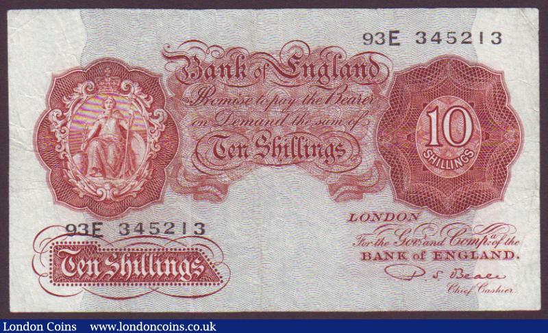 Ten shillings Beale B265 issued 1950 first series 93E 345213 (series began with 92E), pressed Fine : English Banknotes : Auction 135 : Lot 237