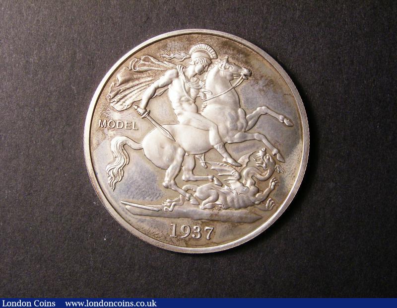 Crown Edward VIII Fantasy Pattern 1937 Silver Proof Obverse Large head left by Donald R.Golder, Reverse Pistrucci's St. George and the Dragon date in exergue with MODEL to left of horse. From a die originally intended for a run of patterns but never used for this purpose. Only 25 milled edge Silver Proofs were minted nFDC with blue and gold tone (Ex LCA 129 lot 1260 realised £160 hammer) : English Coins : Auction 135 : Lot 1554