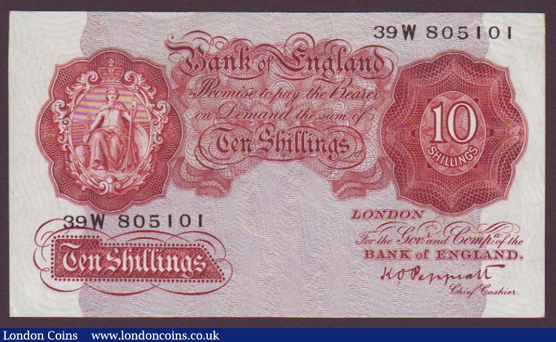 Ten shillings Peppiatt B236 issued 1934 series 39W 805101, Pick362c, almost UNC : English Banknotes : Auction 135 : Lot 206