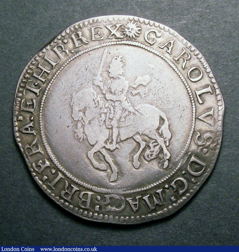 Crown Charles I Tower Mint under Parliament, Group V, fifth horseman, type 5, tall spirited horse mintmark Sun S.2762 Good Fine, the reverse better : Hammered Coins : Auction 136 : Lot 1636