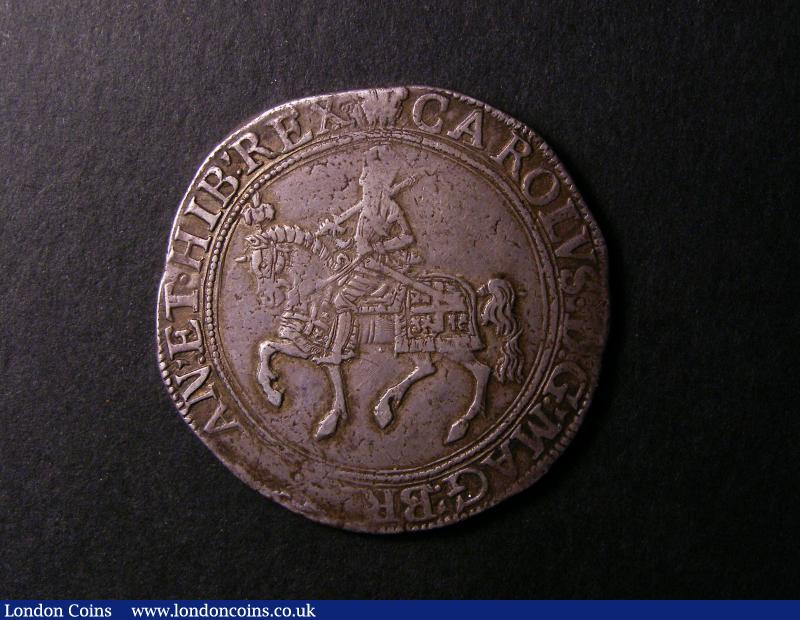 Halfcrown Charles I Group II Second Horseman type 2/1b Plume on horses head only, cross on housings, Reverse Oval shield with CR above, Mintmark Plume over Rose NVF : Hammered Coins : Auction 136 : Lot 1663