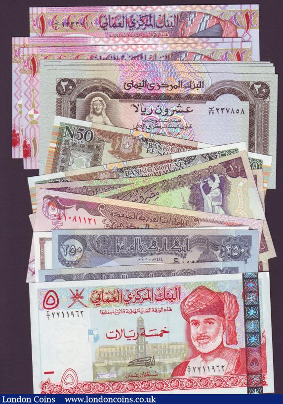 World banknotes (26) includes Iraq, Oman, UAE, Syria, Somalia & Yemen, some duplication, mostly UNC : World Banknotes : Auction 137 : Lot 368