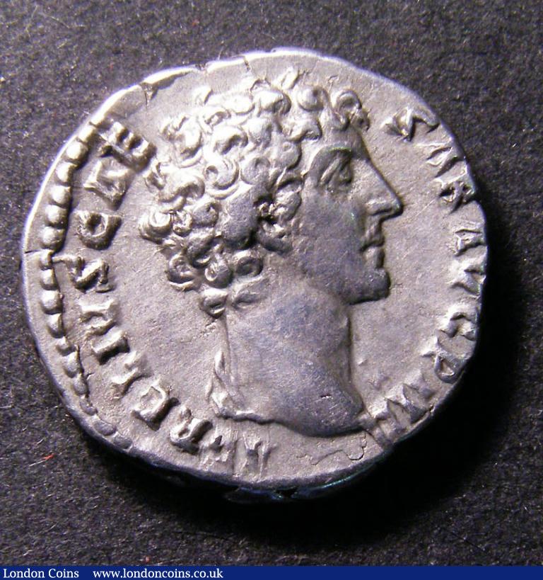 Ar denarius. Marcus Aurelius as Caesar. C, 144-148 AD. Rev; COS II; Honos stdg hldg branch and cornucopiae. RIC 429a. Good metal. 3.42g. 17mm. NVF. : Ancient Coins : Auction 138 : Lot 1565