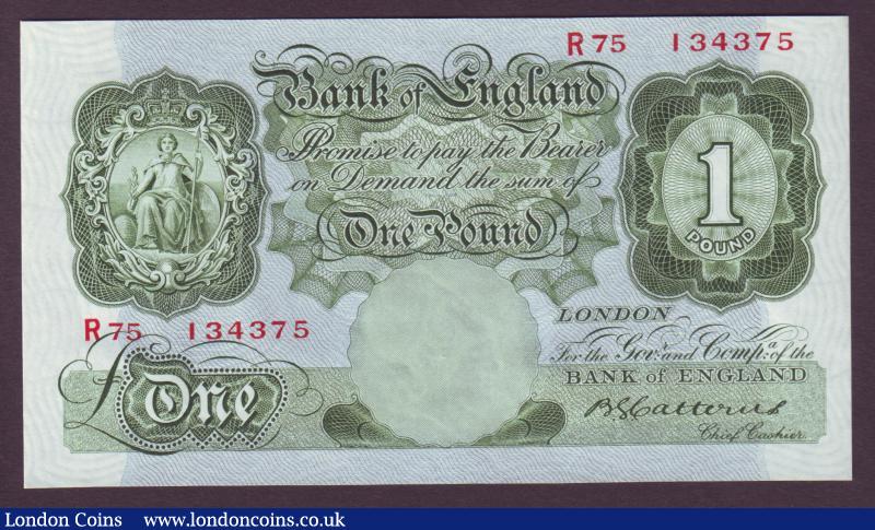 One pound Catterns B225 issued 1930 series R75 134375 about UNC : English Banknotes : Auction 138 : Lot 186