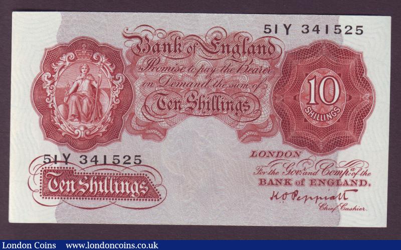Ten shillings Peppiatt B236 issued 1934 series 51Y 341525, pressed EF : English Banknotes : Auction 138 : Lot 198