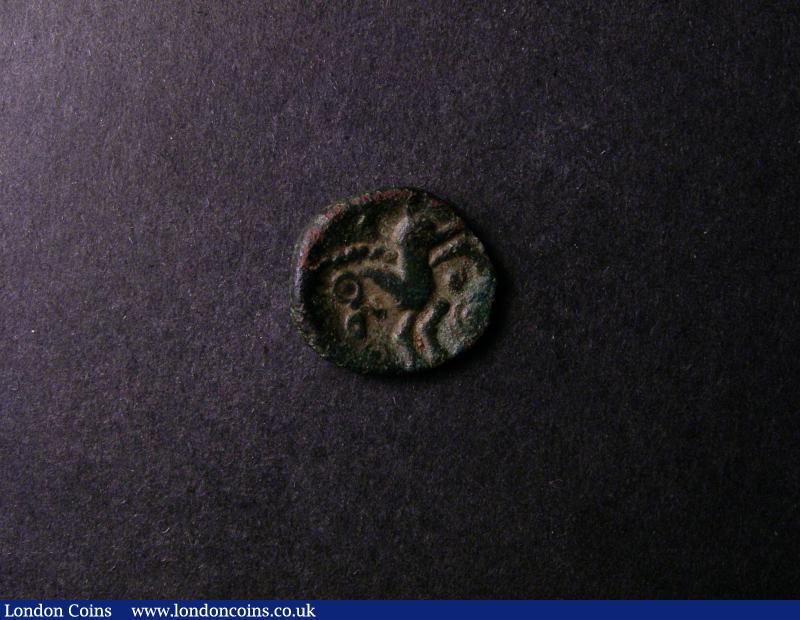 London Coins : A138 : Lot 1625 : Celtic Bronze Unit Trinovantes tribe, Addedomaros Obverse Head left, Reverse horse left,...