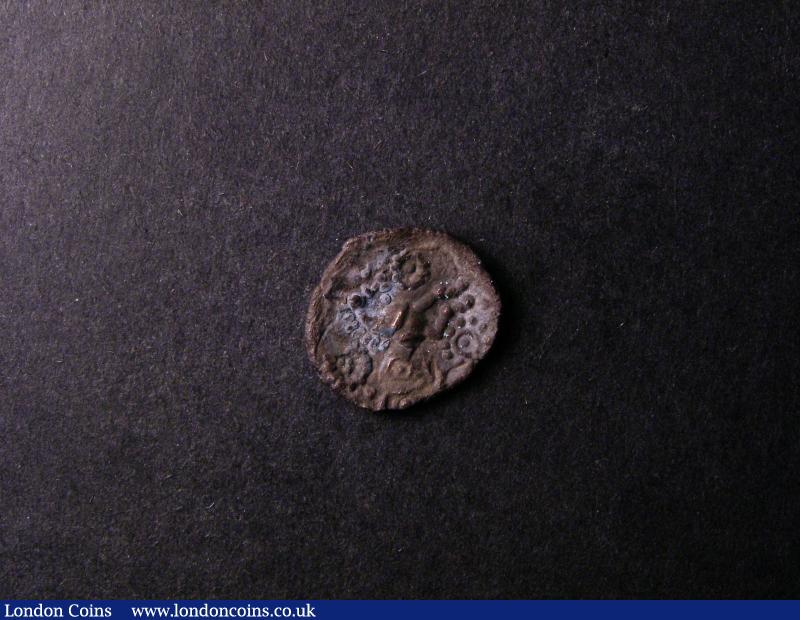 London Coins : A138 : Lot 1638 : Celtic Silver Unit Dobunni S.377 M.375 Obverse Head right, Reverse Horse right with ring ornamen...