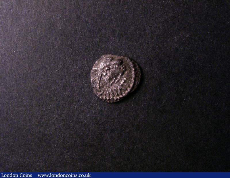 London Coins : A138 : Lot 1640 : Celtic Silver Unit Epaticcus Obverse Head of Hercules right EPATI Reverse Eagle standing on snake...