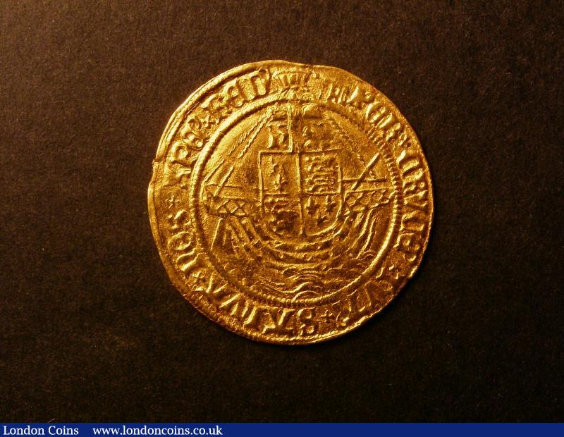 London Coins : A138 : Lot 1653 : Angel Henry VIII First Coinage h and Rose above shield, m.m. castle Schneider 558 S.2265 North 1...