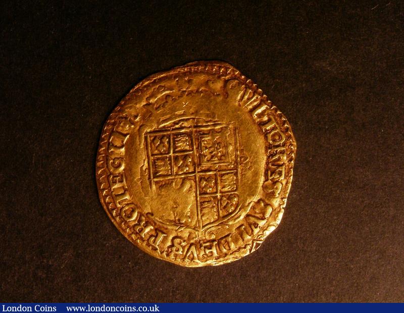 London Coins : A138 : Lot 1673 : Double Crown Charles I Group B Larger bust with short truncation mintmark, No inner circles Broo...