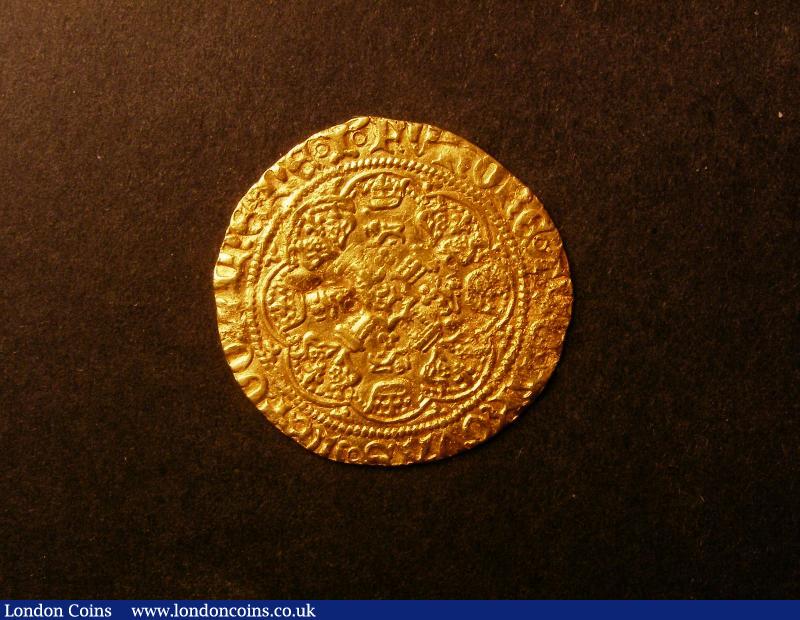 London Coins : A138 : Lot 1700 : Half Noble Henry V Class G with quatrefoil over sail Schneider 265 S.1753 North 1380 3.5 grammes Fin...