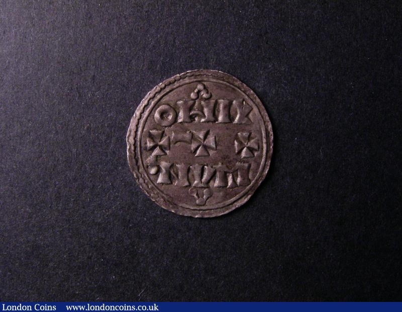 London Coins : A138 : Lot 1744 : Penny Eadgar North-Eastern type HT NE V (Two Line Horizontal, North Eastern V) three crosses bet...