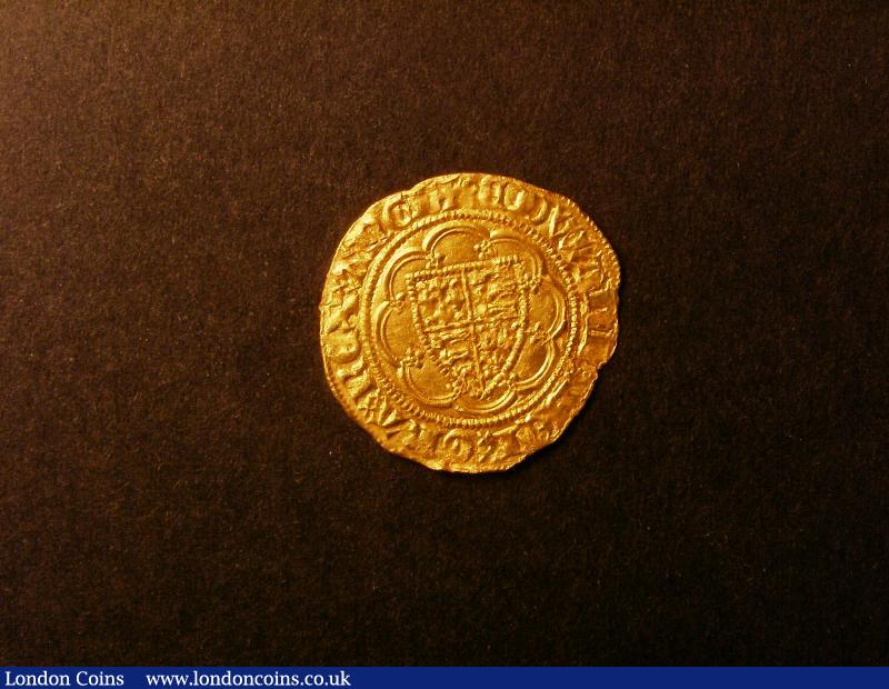 Quarter Noble Edward III Treaty Period London Mint Annulet before EDWARD S.1511 mintmark Cross Potent GVF with a small striking split from the edge at 3 o'clock on the reverse this also leading to just inside the inner circle where a there is small flan split : Hammered Coins : Auction 138 : Lot 1822