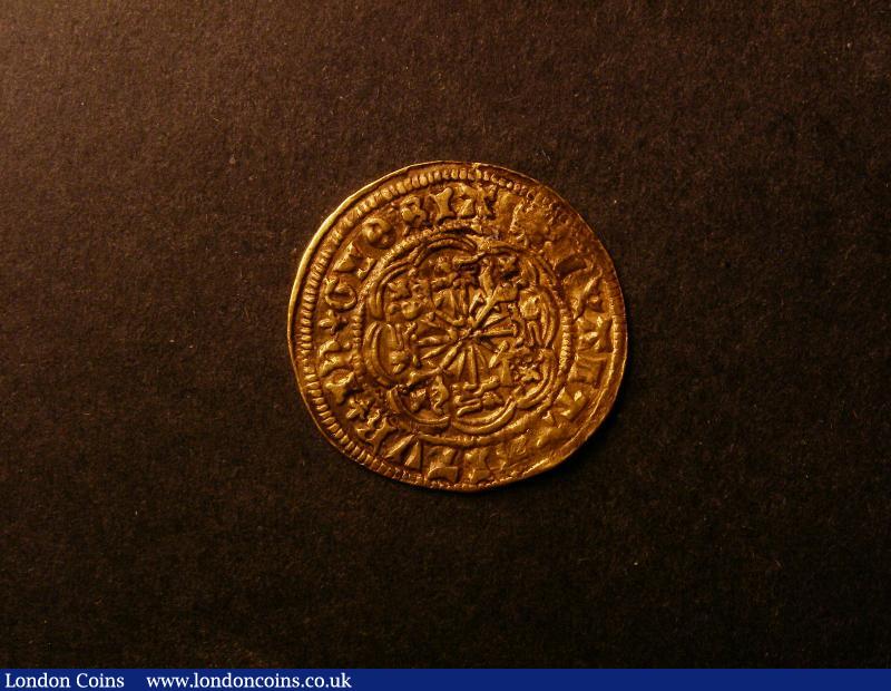 London Coins : A138 : Lot 1825 : Quarter Ryal Edward IV First Reign Shield in quatrefoil E above, rose to left and sun to right S...