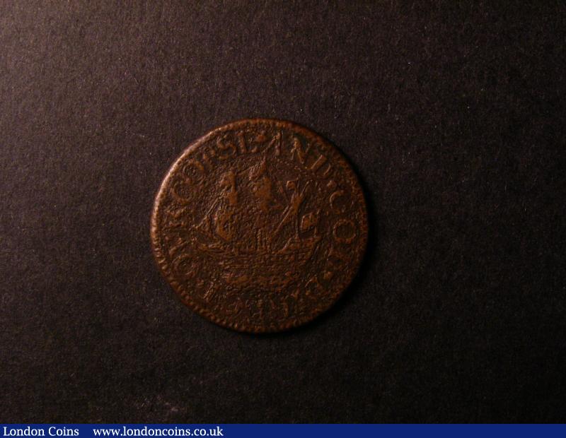 London Coins : A138 : Lot 2079 : Farthing Commonwealth undated (1656) Pattern in copper Peck 387 Obverse THVS . VNITED . INVINCIBLE T...