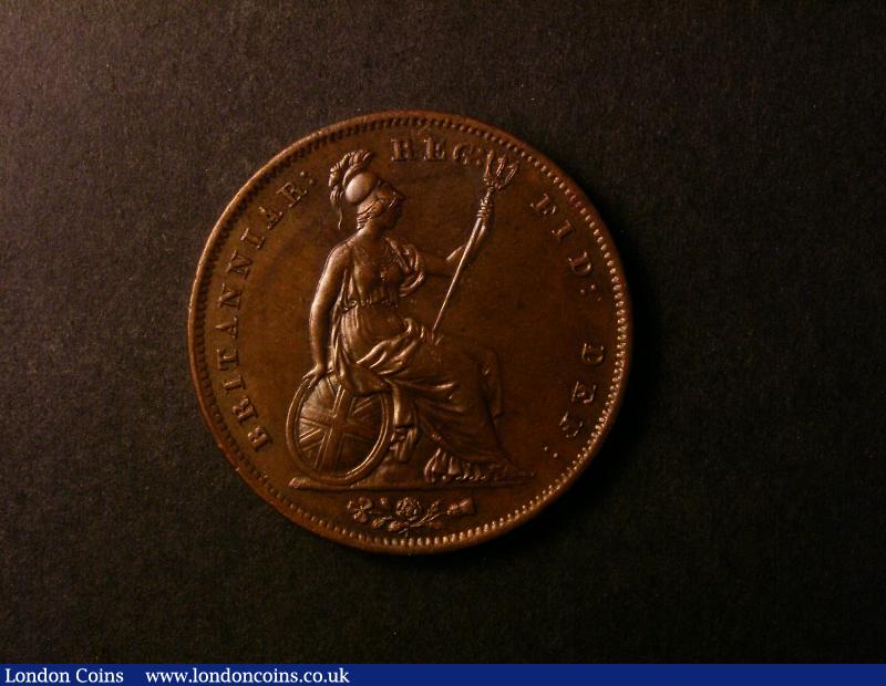 Penny 1853 Ornamental Trident Peck 1500 AU/EF with a few small rim nicks : English Coins : Auction 138 : Lot 2438