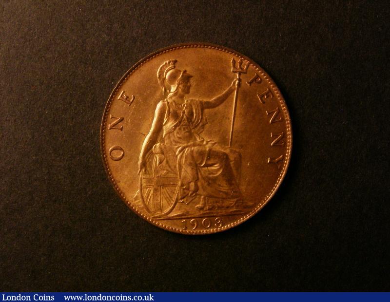 London Coins : A138 : Lot 2498 : Penny 1903 Freeman 158 dies 1+B UNC with practically full lustre and a few light contact marks, ...
