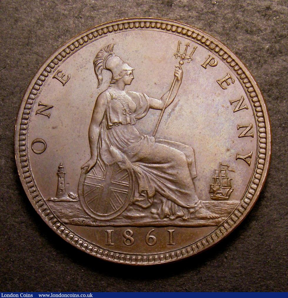London Coins : A139 : Lot 2121 : Penny 1861 Freeman 23 dies 4+D struck on a heavy flan weighing 11.32 grammes, thickness 2mm,...