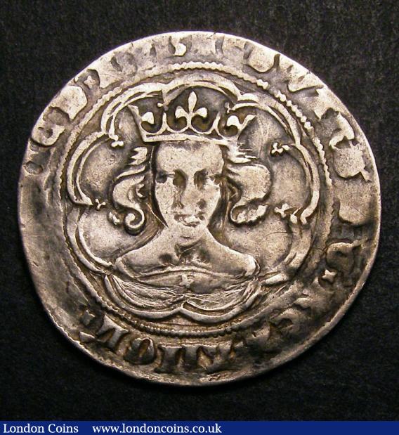 Groat Edward III Pre-treaty Series G(g), with saltire on neck, open E (obv), pellets in T-A-S, closed E (rev) (Doubleday: - , Lawrence G(g) var, N.1199 var, S.1570) NVF with some score marks to the bust. Rare, an unlisted variety. Lawrence's Class G(g) obverses with saltire on breast are only listed as having a closed E punch whereas this coin displays the open E of class G(h) : Hammered Coins : Auction 140 : Lot 1357
