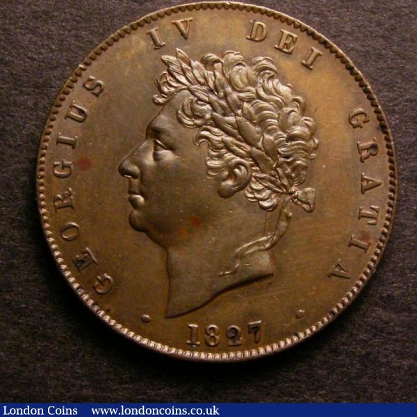 Halfpenny 1827 Peck 1438 EF : English Coins : Auction 140 : Lot 2029