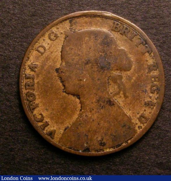 Halfpenny 1861 6 over 8 in date Freeman 274A dies 5+E Poor, Very rare, rated R16 by Freeman : English Coins : Auction 140 : Lot 2042