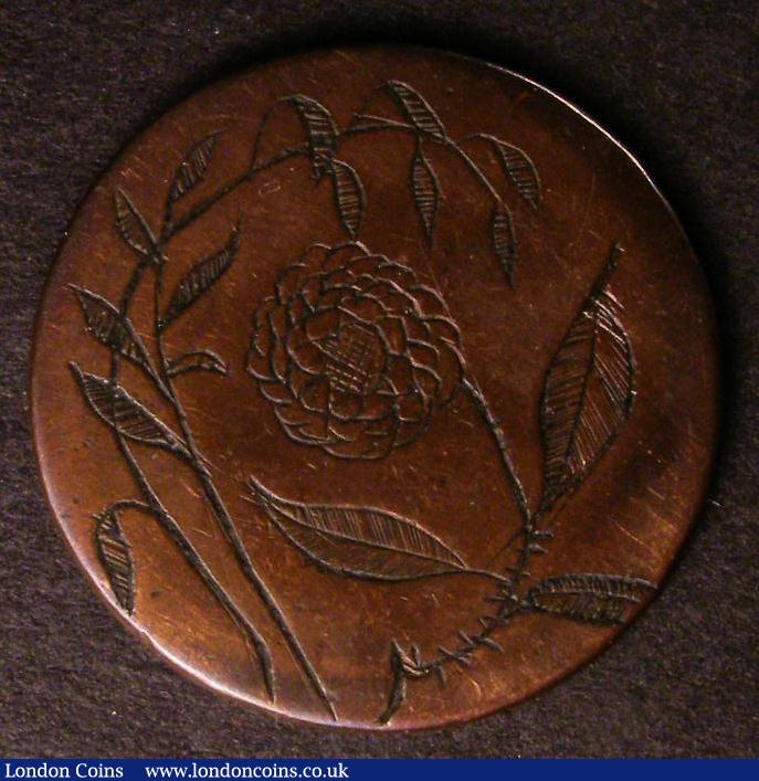 London Coins : A140 : Lot 1261 : Engraved Halfpenny with Abngdn 1768 on one side and an ornately depicted flower on the other