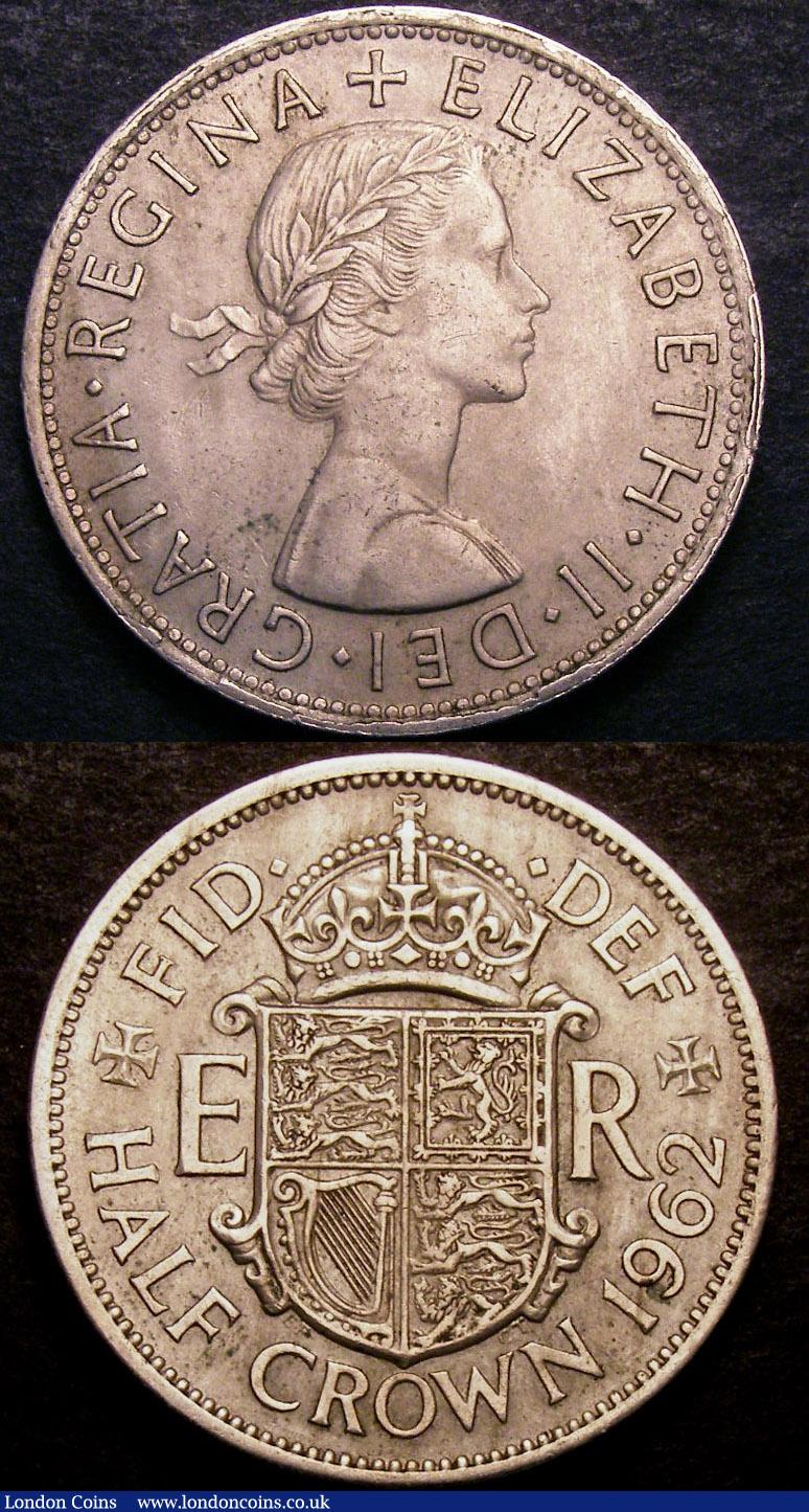 London Coins : A140 : Lot 1277 : Mint Error Mis-Strike Halfcrowns (2) 1962 VF with a striking split around 75% of the edge, 1...