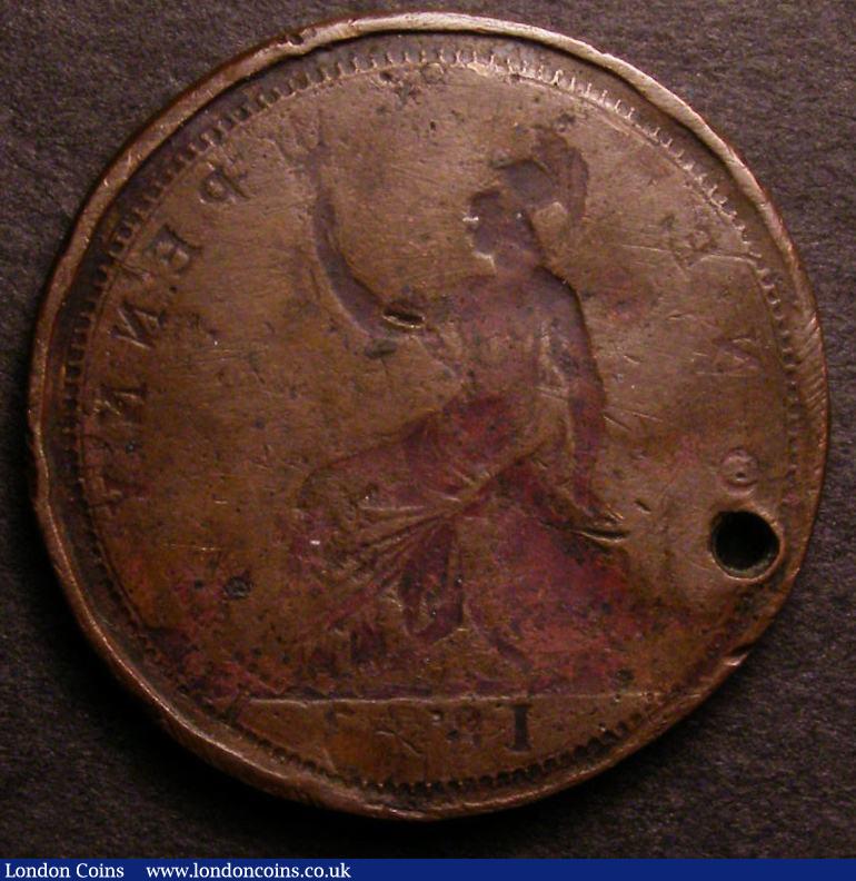 London Coins : A140 : Lot 1286 : Mint Error, Victoria Bun Penny 1877 a curious 'double brockage' with each side incuse, on a ...