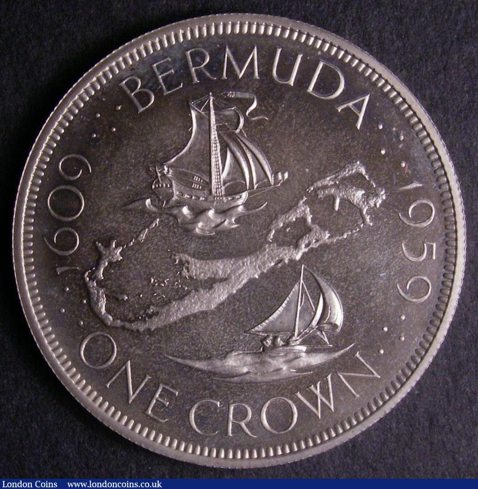 London Coins : A140 : Lot 1495 : Bermuda Crown 1959 Brilliant Proof as KM#13 but Krause lists only a Matte Proof but not 'brilliant P...