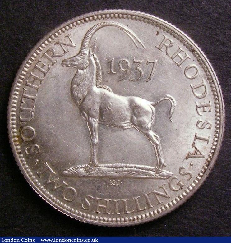 London Coins : A140 : Lot 1650 : Southern Rhodesia Two Shillings 1937 KM#12 EF or near so and lustrous with speckled toning on the ob...