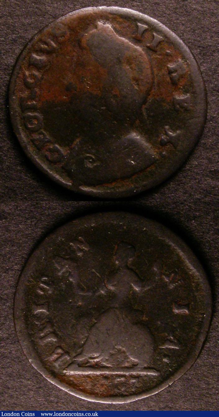 London Coins : A140 : Lot 1791 : Farthing 1737 Large Date Peck 867 VG Rare, We note there was no specimen in Norweb, Westbroo...