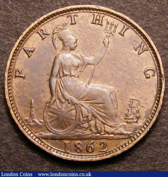 London Coins : A140 : Lot 1813 : Farthing 1862 Thin 8 over Fat 8 in date unlisted by Freeman, Good Fine, Rare, we note th...