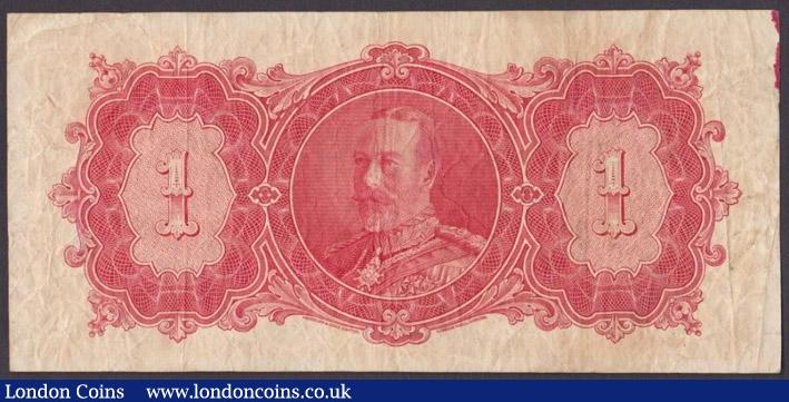 London Coins : A140 : Lot 417 : British Guiana $1 dated 1st January 1929 red serial number variety D/4 64267, KGV on reverse...