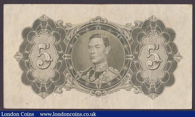 London Coins : A140 : Lot 419 : British Guiana $5 dated 1st January 1942 series B/5 60939, Pick14b, KGVI on reverse,...