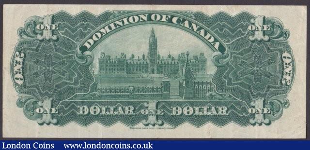 London Coins : A140 : Lot 467 : Canada, The Dominion of Canada $1 dated January 3rd 1911 series G771388, signed Boville&...