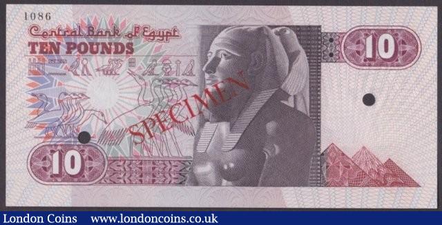 London Coins : A140 : Lot 502 : Egypt &pound;10 dated 1978, Specimen No.1086, SPECIMEN in Arabic ovpt. & 2 punch-holes&#...