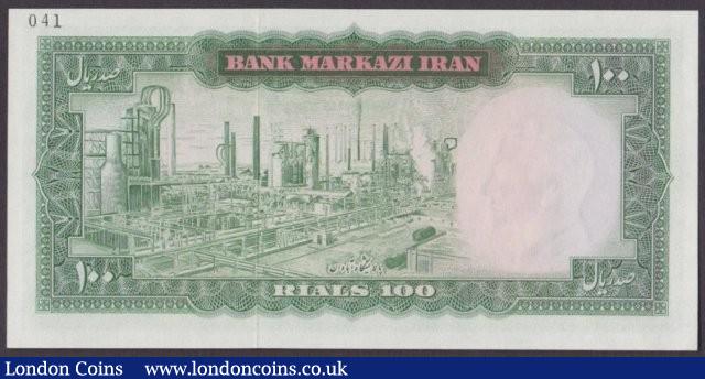 London Coins : A140 : Lot 545 : Iran 100 rials issued 1971-73, Colour trial in green No.041, series 175/ 000000, signatu...