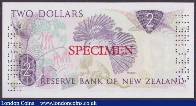 London Coins : A140 : Lot 615 : New Zealand $2 issued 1981, Specimen series EAA 000000, signed Hardie, SPECIMEN ovpt...