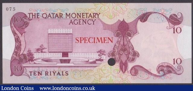 London Coins : A140 : Lot 644 : Qatar Monetary Agency 10 riyals issued 1973, Colour trial in light purple No.075, series A/1...