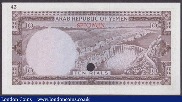 London Coins : A140 : Lot 779 : Yemen Arab Republic 10 rials issued 1969, Colour trial in brown-green No.43, series A/6 0000...