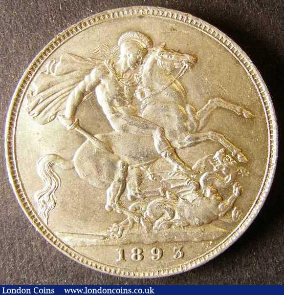 London Coins : A140 : Lot 802 : Crown 1893 LVI Davies dies 2A Wide spaced 3 in date CGS EF 60, Ex-Peter Davies Collection