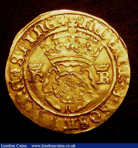 Crown (Gold) Henry VIII Bristol mint mark WS crowned rose obverse HENRIC 8 ROSA SINE SPINA, reverse crowned shield dividing H R legend reads D G ANGLIE FRA Z HIB REX, VF legend a little weak in places and on a pleasing well rounded flan : Hammered Coins : Auction 141 : Lot 1069