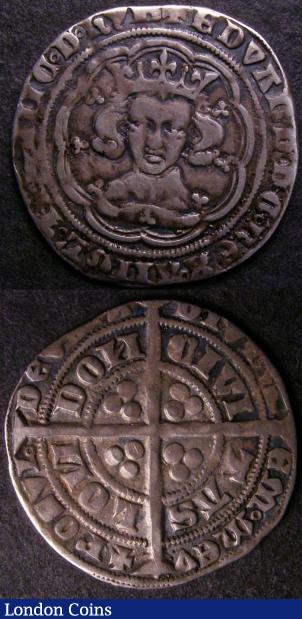 Groats (2) Edward III Pre-Treaty series E S.1567 Mintmark Cross 2 Good Fine, Groat Edward III Pre-Treaty series C S.1565 Fine with a couple of flan cracks to the inner circle : Hammered Coins : Auction 141 : Lot 1101