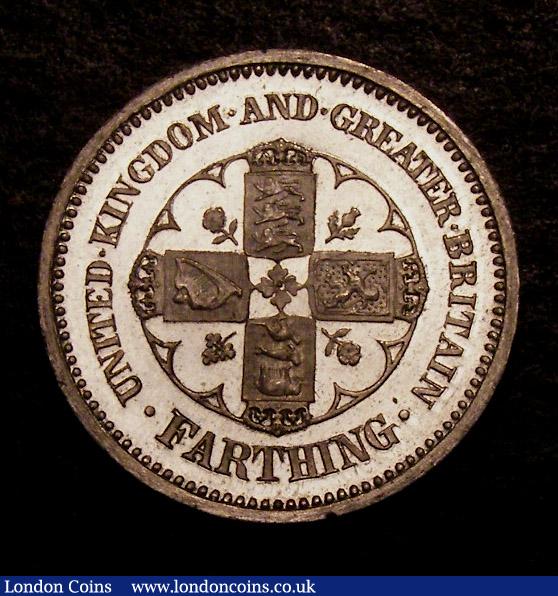 London Coins : A141 : Lot 1458 : Farthing 1860 Pattern in aluminium by Adolf Weyl. Peck 2170, Freeman 901, Obverse Young Head...