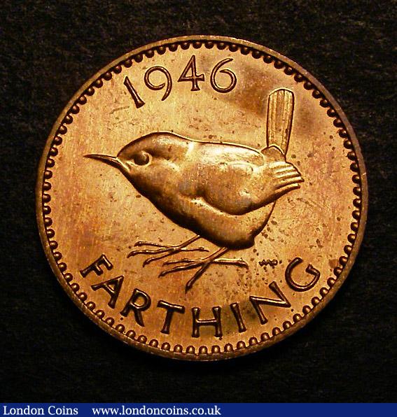 London Coins : A141 : Lot 1495 : Farthing 1946 Proof Freeman 647 dies 1+A rated R18 by Freeman, nFDC almost fully lustrous with a...