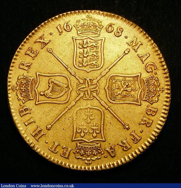 London Coins : A141 : Lot 1517 : Five Guineas 1668 Elephant below bust S.3329 NVF/GF