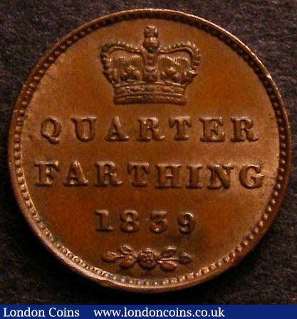 London Coins : A141 : Lot 1965 : Quarter Farthing 1839 Peck 1608 A/UNC with traces of lustre and some light contact marks and rim nic...