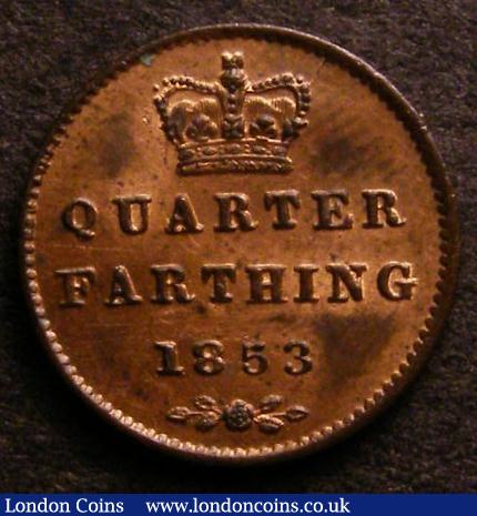 London Coins : A141 : Lot 1968 : Quarter Farthing 1853 Peck 1612 UNC with around 35% lustre, the obverse with some hairlines&...