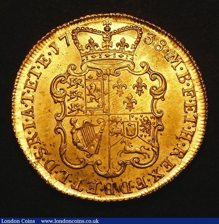 London Coins : A141 : Lot 2220 : Two Guineas 1738 S.3667B Good EF with brilliant prooflike fields and surfaces, spectacular eye a...