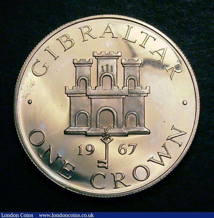 London Coins : A141 : Lot 709 : Gibraltar Crown 1967 VIP Proof KM#4a nFDC with a hint of golden tone, Very Rare, Krause stat...